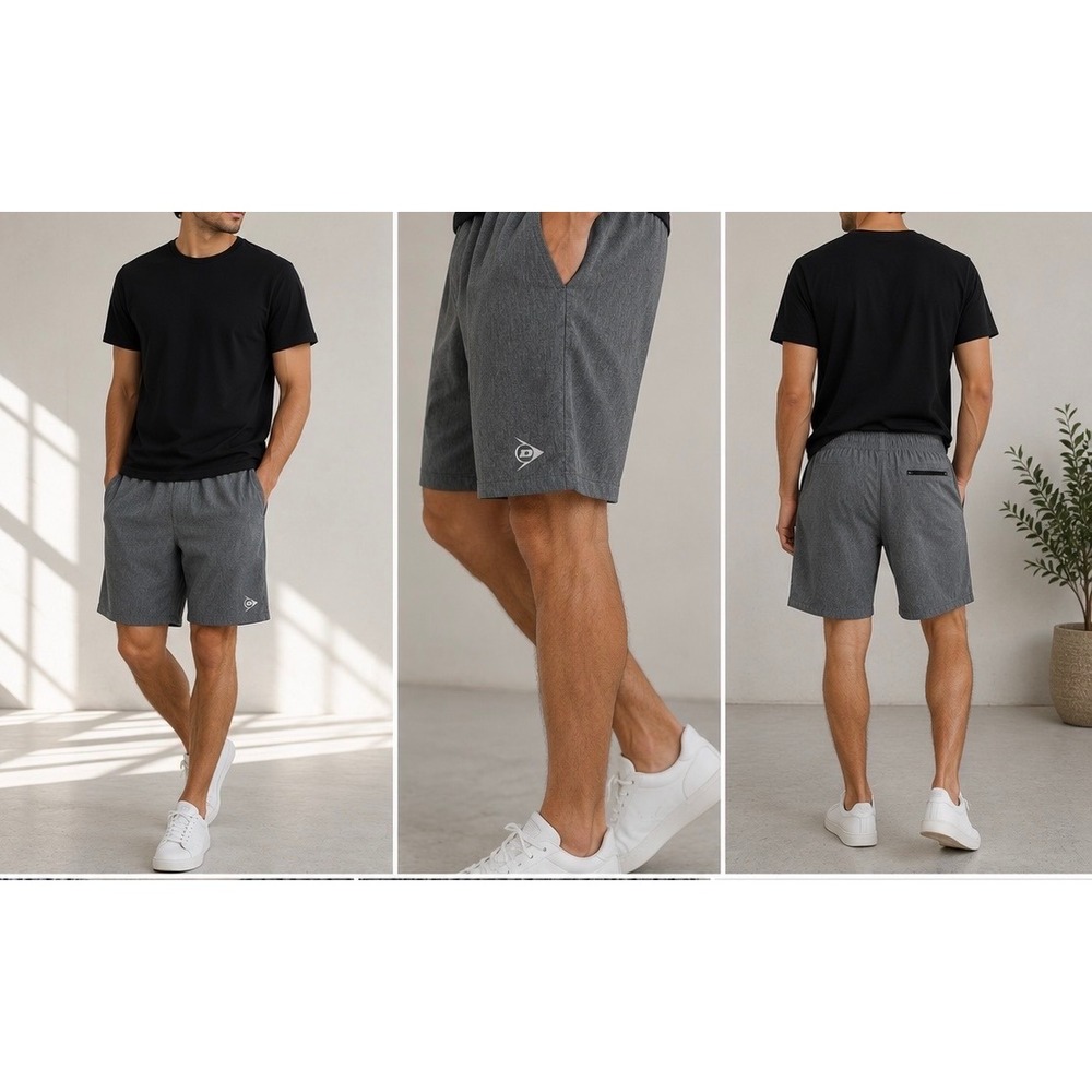 Dunlop‎ Mens Athletic Shorts Grey Heather Tennis Training Gym Pockets Small